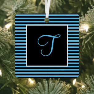 Benutzerdefinierter Anfangsbuchstabe Blau und schw Ornament Aus Metall