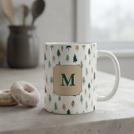 Benutzerdefinierter Anfangsbuchstabe Pine Mug | Pe Kaffeetasse