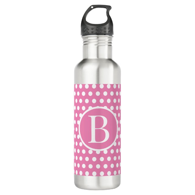 Benutzerdefinierter Anfangsbuchstabe Polka Dot Pin Edelstahlflasche (Vorderseite)