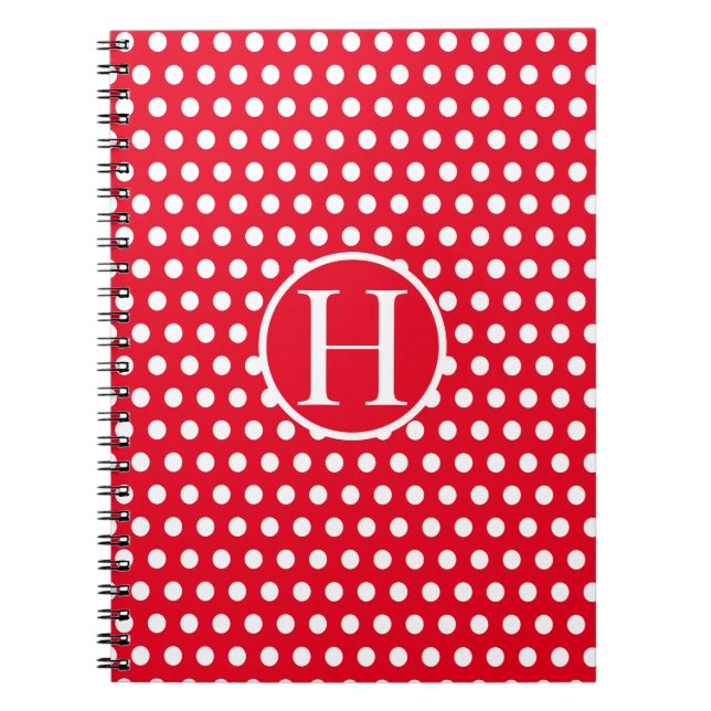 Benutzerdefinierter Anfangsbuchstabe Polka Dot Red Notizblock (Vorderseite)