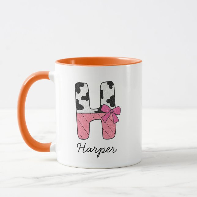 Benutzerdefinierter Anfangsbuchstabe Tasse | Rosa  (Links)