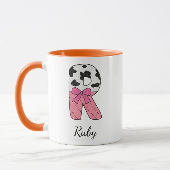 Benutzerdefinierter Anfangsbuchstabe Tasse | Rosa  (Links)