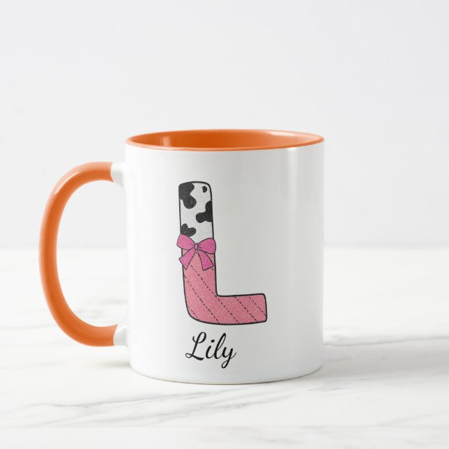 Benutzerdefinierter Anfangsbuchstabe Tasse | Rosa  (Links)