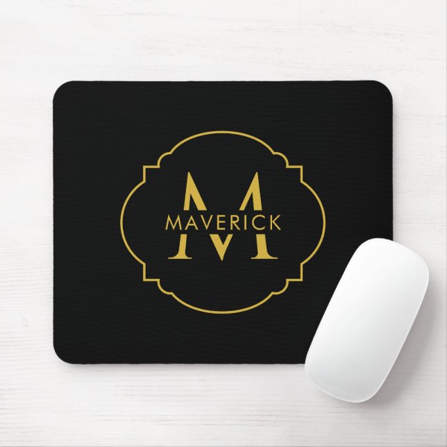 Benutzerdefinierter Anfangsname Elegant Modern Sch Mousepad (Mit Mouse)