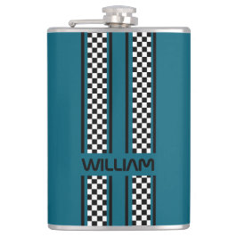Benutzerdefinierter Aquamariner Blauer und schwarz Flachmann