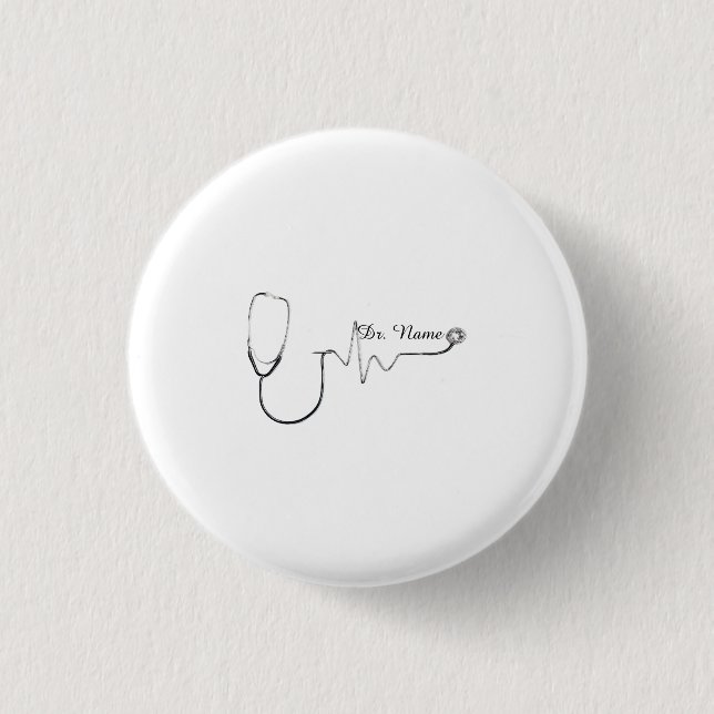 Benutzerdefinierter Arztname Stethoskop Herzschlag Button (Vorderseite)