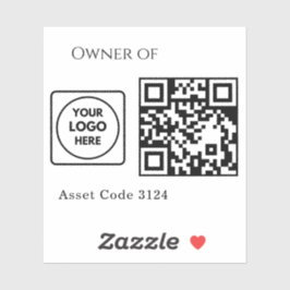 Benutzerdefinierter Asset-QR | Firmenlogo für Unte Aufkleber