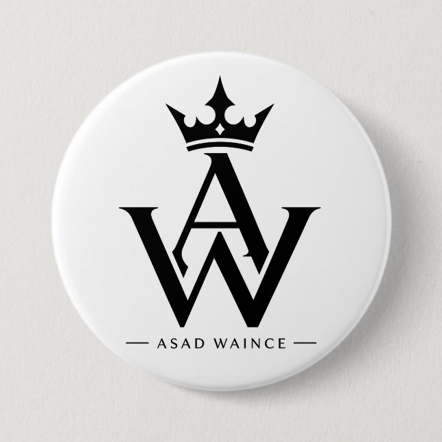 Benutzerdefinierter AW-Monogramm-Kronen-Logo-Rund- Button (Vorderseite)
