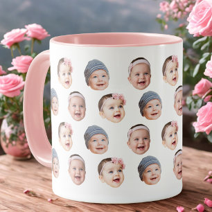 Benutzerdefinierter Baby-Gesichtsmug mit 3 Babyfot Tasse