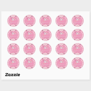 Benutzerdefinierter Baby Shower Aufkleber – Rosa F