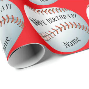 Benutzerdefinierter Baller Baseball-Name glücklic Geschenkpapier