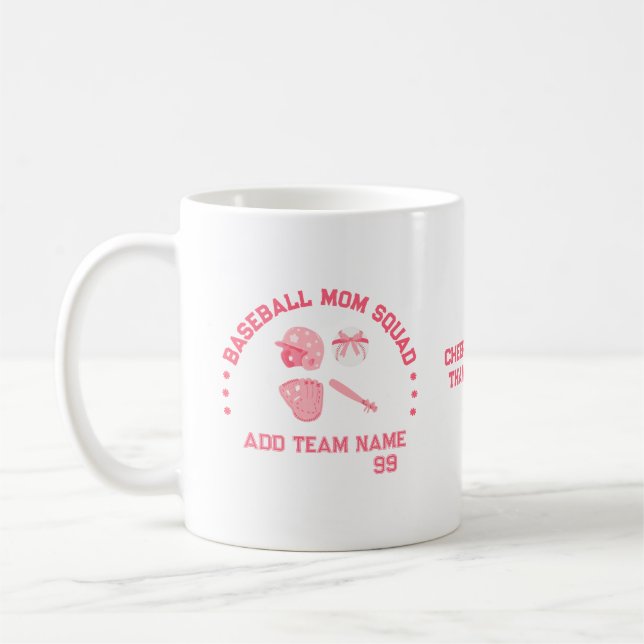 Benutzerdefinierter Baseball-Mom-Squad-Becher | Pe Kaffeetasse (Links)