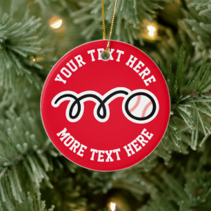 Benutzerdefinierter Baseball-Sport-Weihnachtsbaums Keramik Ornament