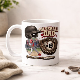 Benutzerdefinierter Baseball-Vater-Name mit Foto Kaffeetasse