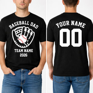Benutzerdefinierter Baseball-Vater-Teamname Nummer T-Shirt