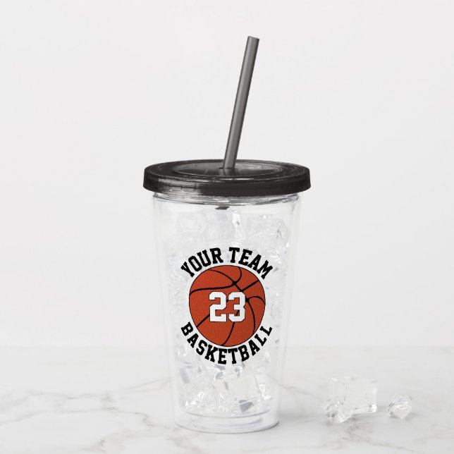 Benutzerdefinierter Basketball Teamname und Spiele Acryltrinkbecher (Rückseite Ice)