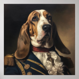 Benutzerdefinierter Basset Hound Regaler Militär K Poster
