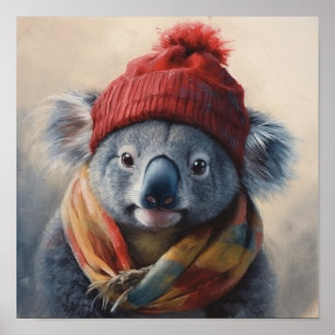 Benutzerdefinierter Beanie Bunch Rote Mütze Koala Poster