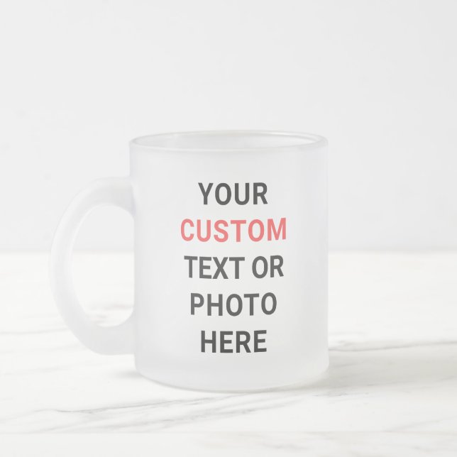 Benutzerdefinierter Becher | Text, Foto, Logo oder Mattglastasse (Links)
