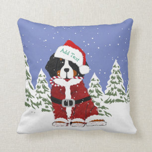 Benutzerdefinierter Berner Sennenhund Santa Paws Kissen