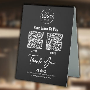 Benutzerdefinierter berührungsloser QR-Code Schwar Tischaufsteller