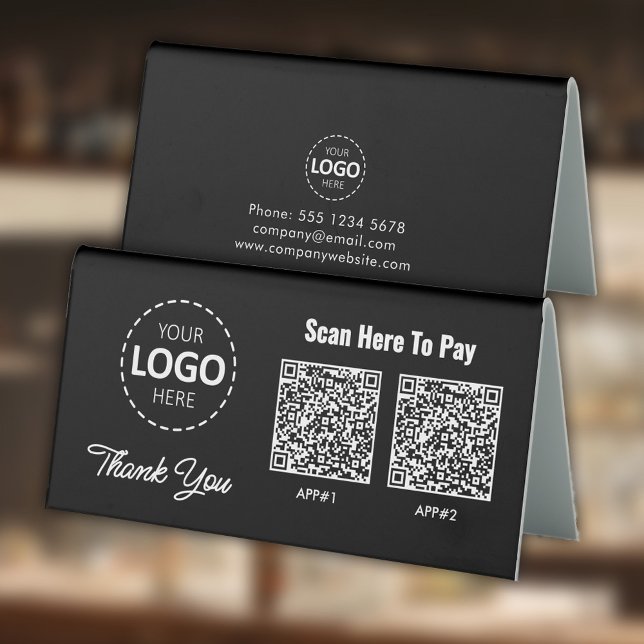 Benutzerdefinierter berührungsloser QR-Code Schwar Tischaufsteller (Von Creator hochgeladen)