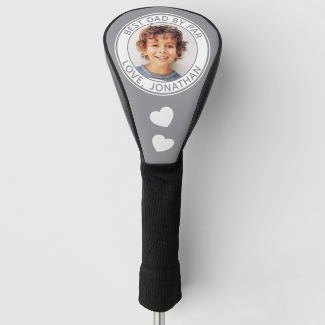 Benutzerdefinierter bester Vater je nach Par-Grau- Golf Headcover (Vorderseite)