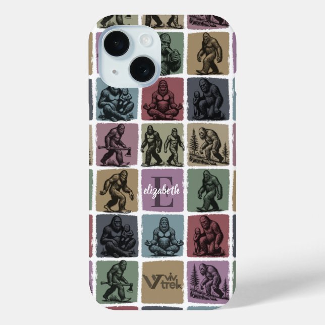 Benutzerdefinierter Bigfoot-Name Initial Retro-Wal Case-Mate iPhone Hülle (Rückseite)