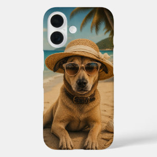 Benutzerdefinierter Bild- und Text-Retro-Strandpos iPhone 16 Hülle