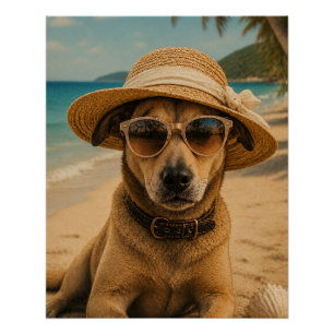 Benutzerdefinierter Bild- und Text-Retro-Strandpos Poster