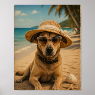 Benutzerdefinierter Bild- und Text-Retro-Strandpos Poster