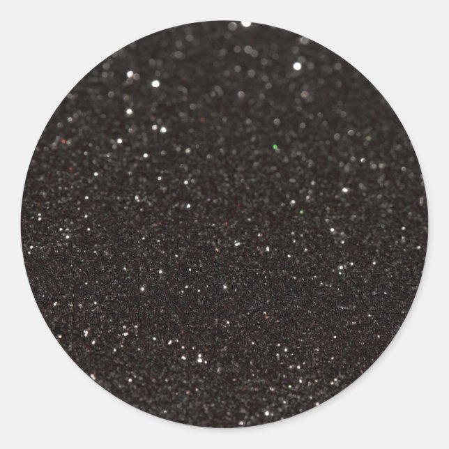 Benutzerdefinierter Black Glitzer Trendy Runder Aufkleber (Vorderseite)