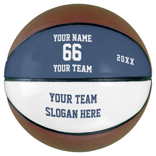 Benutzerdefinierter blauer Basketball mit Name, Nu (Vorderseite)