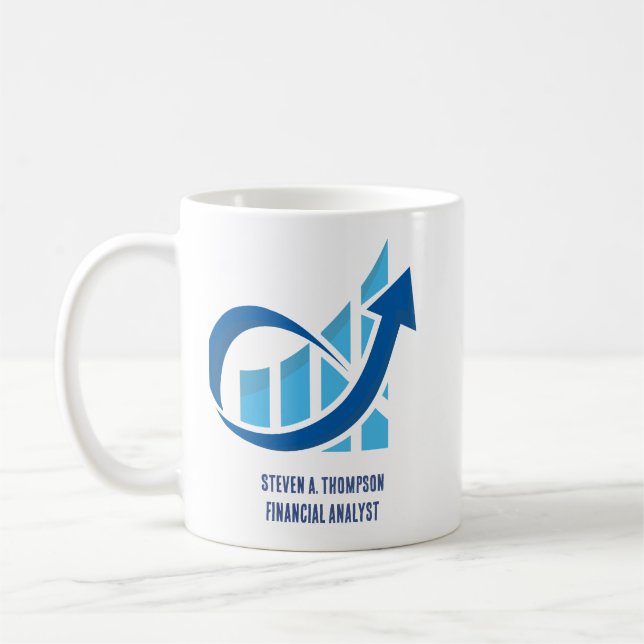Benutzerdefinierter blauer Finanzbecher Kaffeetasse (Links)