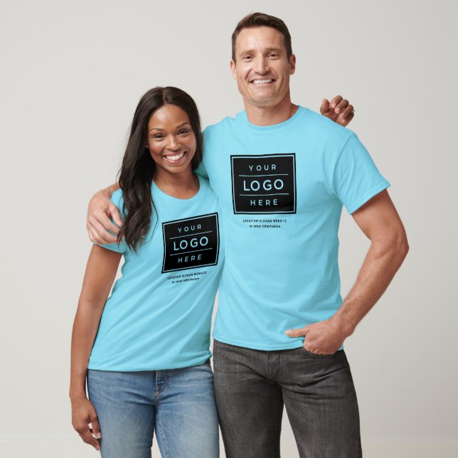 Benutzerdefinierter blauer Firmenname und Logo-Mar T-Shirt (Unisex)