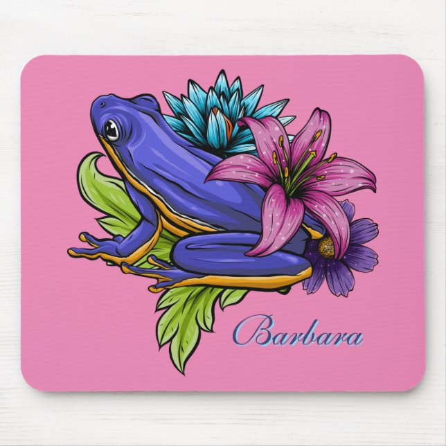 Benutzerdefinierter blauer Frosch  Mousepad (Vorne)