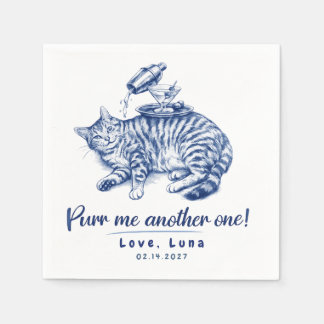 Benutzerdefinierter blauer Tabby-Katzen-Cocktail P Serviette