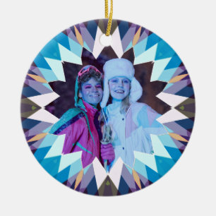 Benutzerdefinierter blauer violetter Weihnachtsste Keramik Ornament