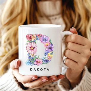 Benutzerdefinierter Blumenalphabet-Becher, Geschen Kaffeetasse