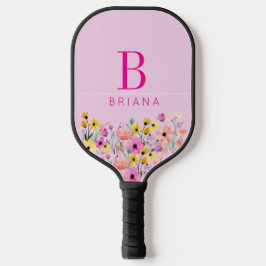 Benutzerdefinierter Blumeninitiale und Name  Pickleball Schläger