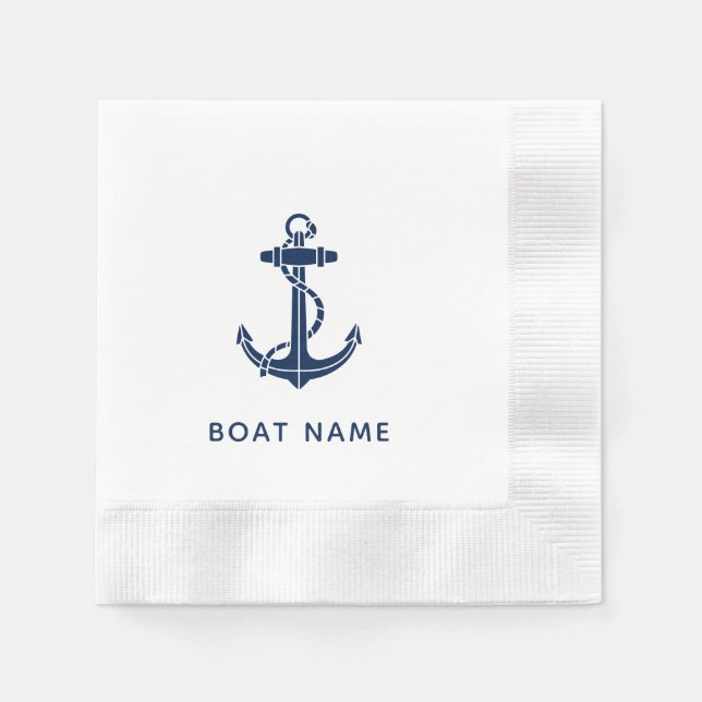 Benutzerdefinierter Bootname Anker Kreuzfahrt Serviette (Vorderseite)