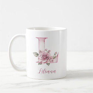 Benutzerdefinierter botanischer Buchstabe L mit we Kaffeetasse
