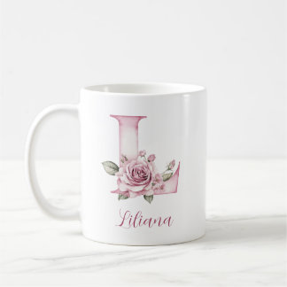 Benutzerdefinierter botanischer Buchstabe L mit we Kaffeetasse