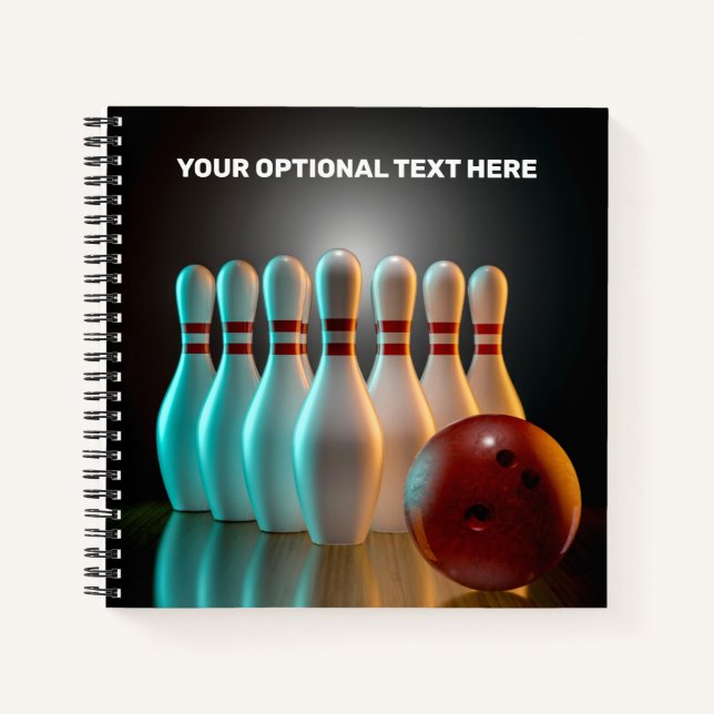 Benutzerdefinierter Bowling Strike Untersetzer Set Notizbuch (Vorderseite)