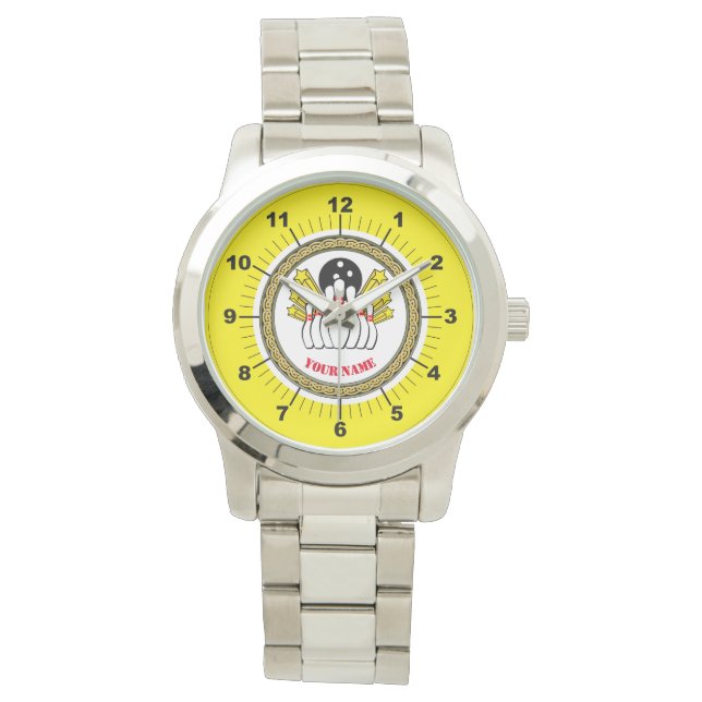 Benutzerdefinierter Bowling von Männern (Name hinz Armbanduhr (Vorderseite)