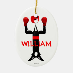 Benutzerdefinierter Boxer-Cartoon Keramik Ornament