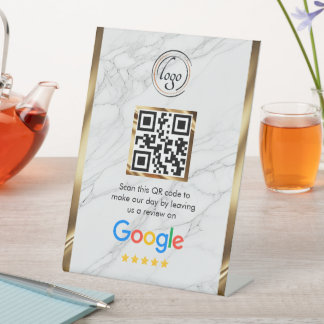 Benutzerdefinierter Business-QR-Code Google-Bewert Sockelschild
