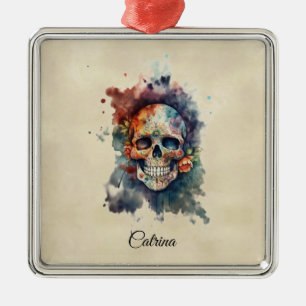 Benutzerdefinierter Calavera Hermosa Tag der Toten Ornament Aus Metall