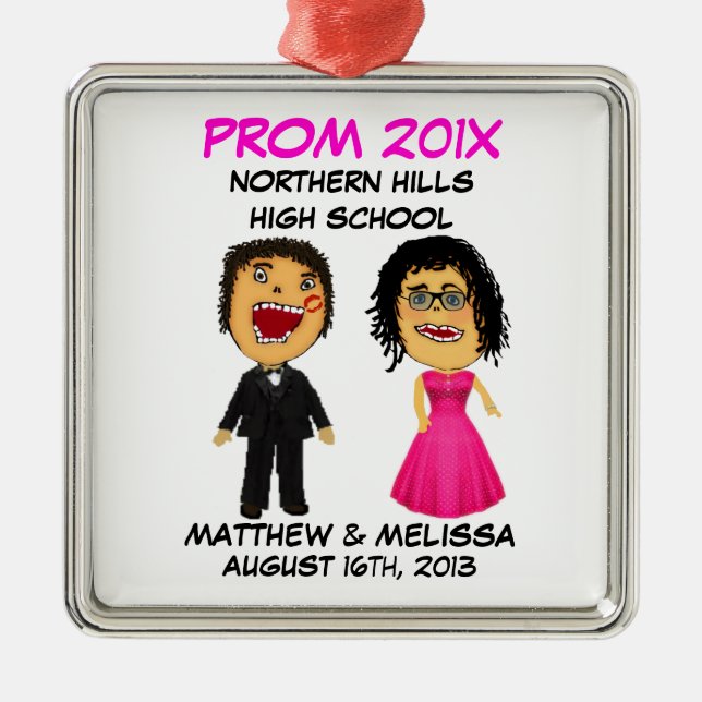 Benutzerdefinierter Cartoon Prom Couple Ornament Aus Metall (Vorne)