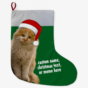 Benutzerdefinierter Cat-Foto-Strumpf mit Weihnacht Großer Weihnachtsstrumpf